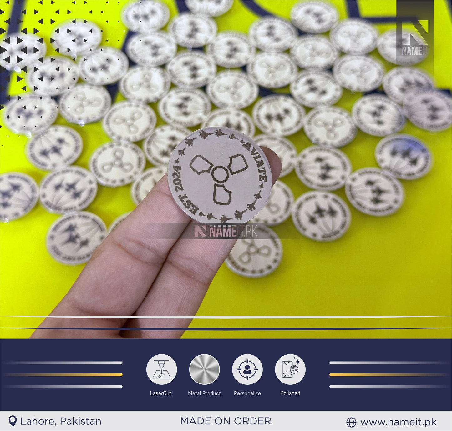 Tags Custom Metal Tags, Personalized Business Tag with Logo, Custom for Office Employee NAMEIT PAKISTAN