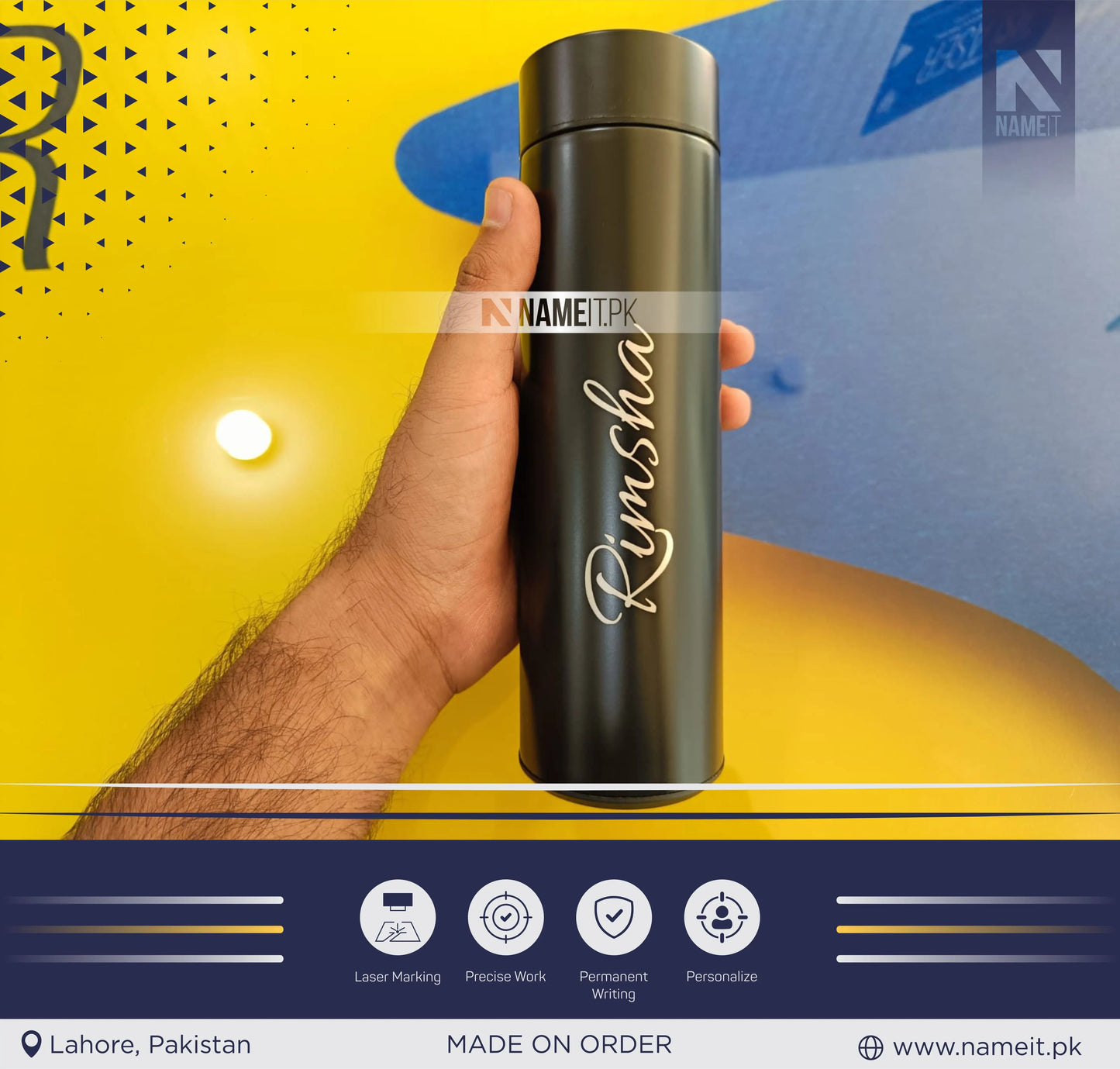 Water Bottles & Flasks, Travel Bottle, Gym Bottle, 500ml Stainless Steel Intelligent Temperature Display Water Bottle with Thermometer NAMEIT