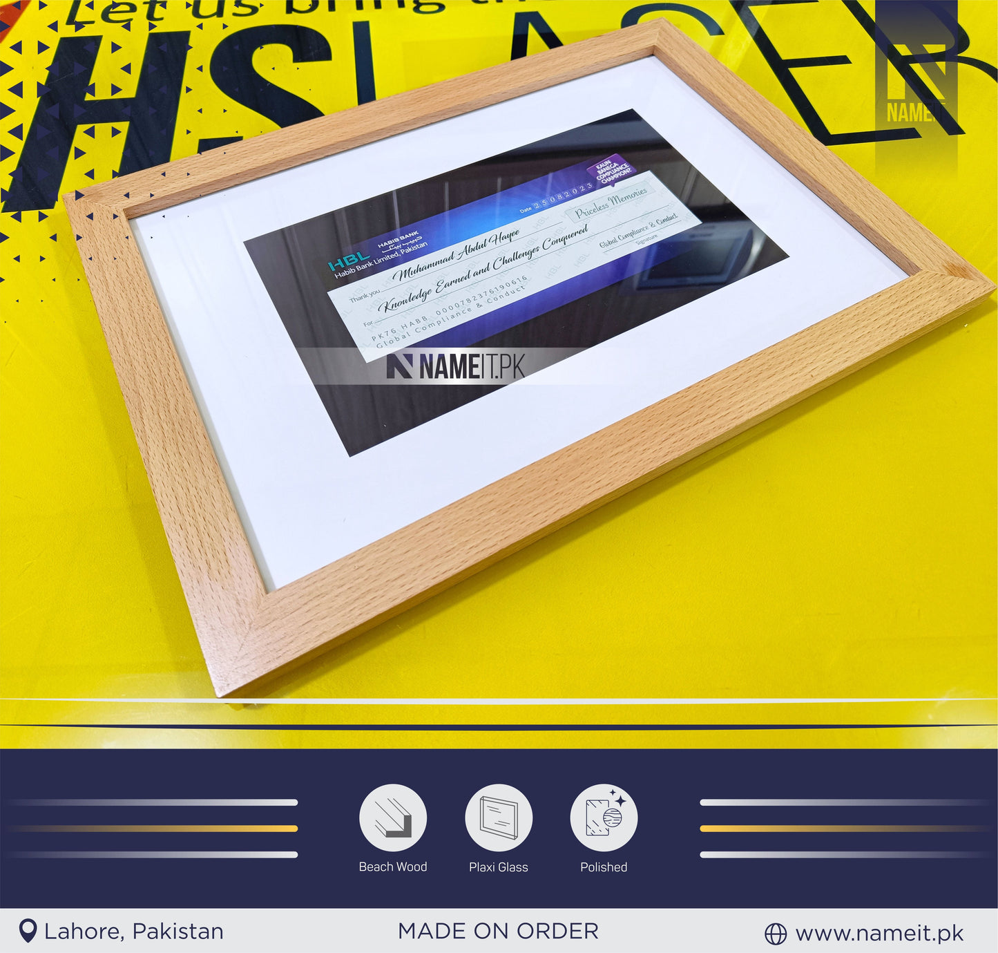 Wooden Frame for Photo, Handmade Wall Hanging Photo Frame NAMEIT PAKISTAN