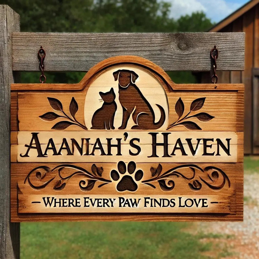 Pet Heaven Frame, Personalised Pet Sign. Where Every Paw Finds Love - Dog sign - Housewarming gift - Wooden Laser Cut Uv Print Pet Sign