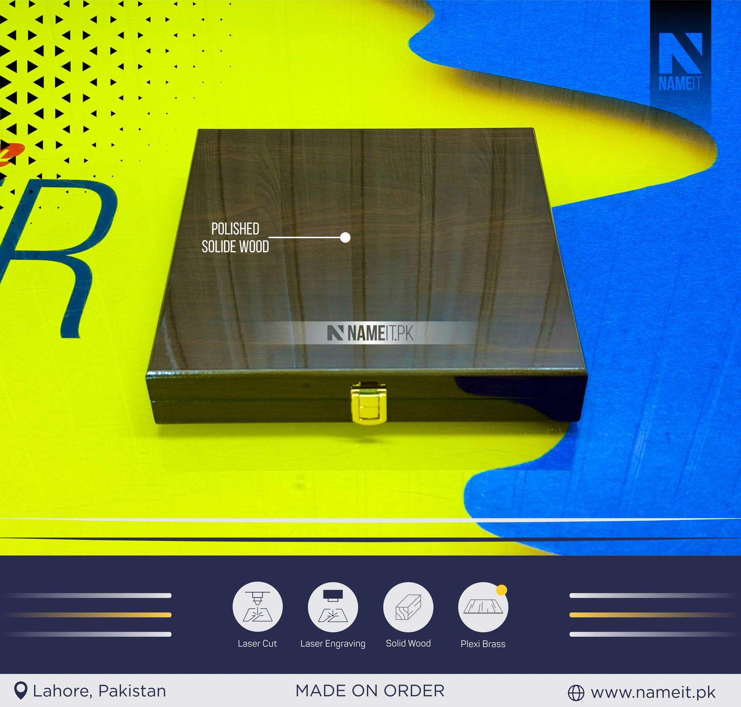 Shield, Golden Metal & Wood Award Shield With wooden Box, modern personalized award for best employee, corporate gift for business partner