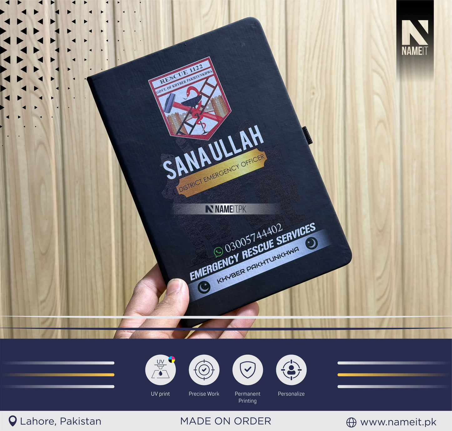 Diary, Printed Diary, Customize Diary For Rescue 1122 KPK - Congratulations Gift - KPK Police Gift- New Officer Gift - New Job Gift