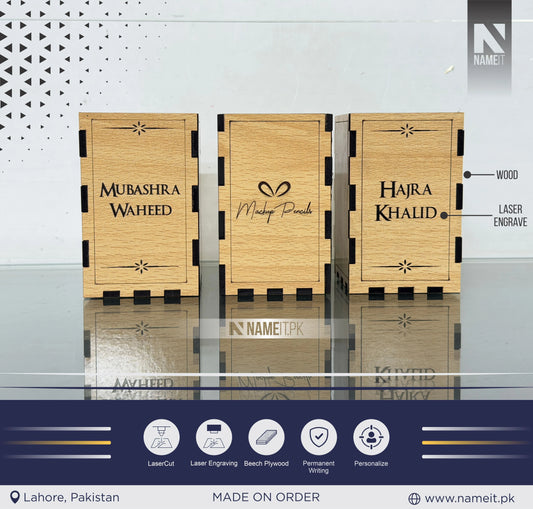 Pen Holder | Personalized Laser Engraved Cosmetic Storage Box | Custom Name Gift Box