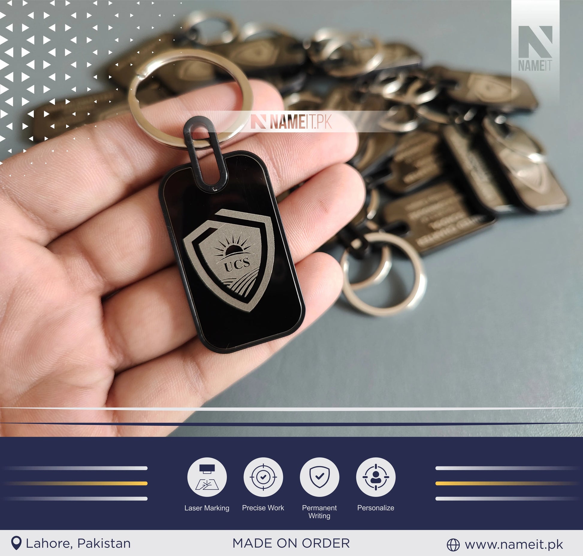 Personalized Premium Metal Keychain, Business Logo, Name, Custom Marketing Business Merchandise, NAMEIT PAKISTAN
