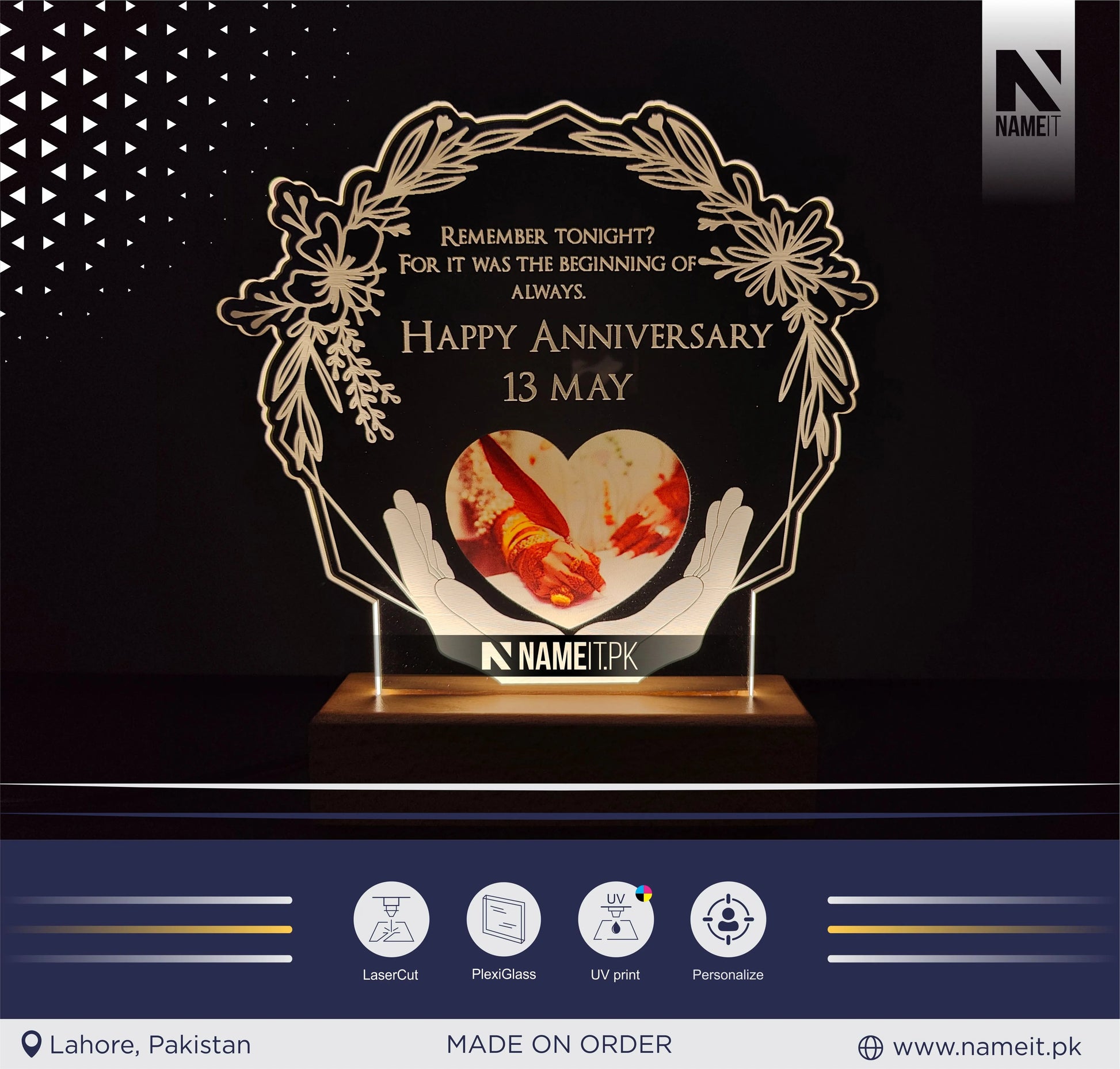 Personalized Lamp Led - Anniversary Gift for Couple - Gift for Him - Acrylic Night Lamp - Gift for Her NAMEIT PAKISTAN