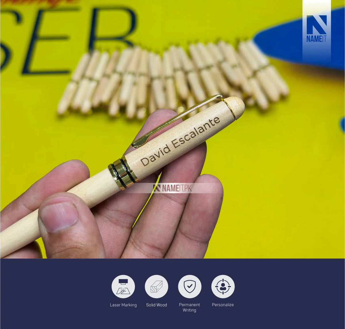 Personalized Wooden Ballpoint Pen with Custom Name Engraving – Elegant Natural Wood Pen
