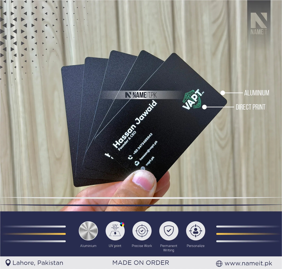 Premium Aluminium Business Card | Custom Metal Visiting Card | Personalized Aluminium Business Card with Direct Digital Print