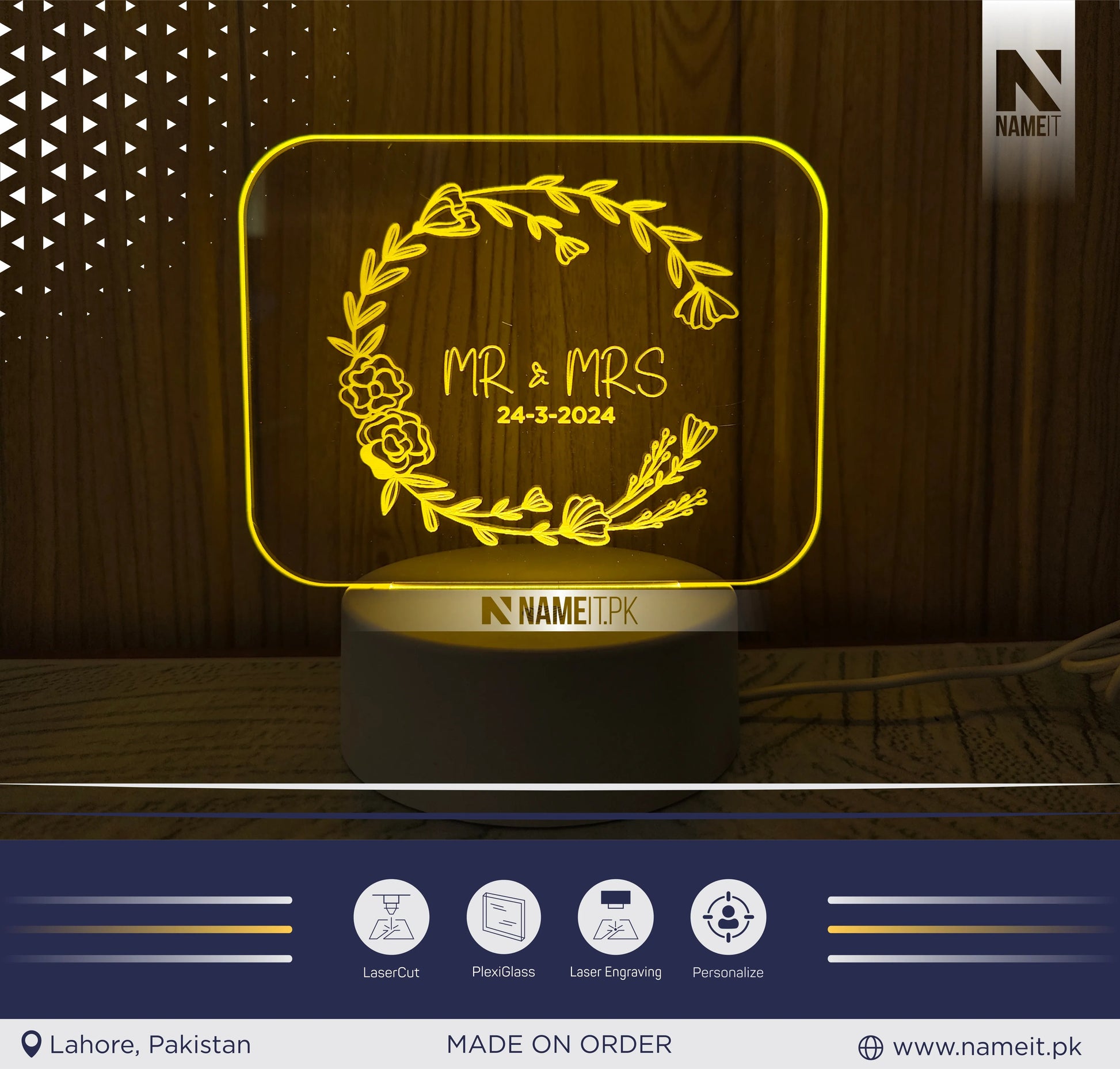 Personalized Lamp Led - Anniversary Gift for Couple - Gift for Him - Acrylic Night Lamp - Gift for Her NAMEIT PAKISTAN