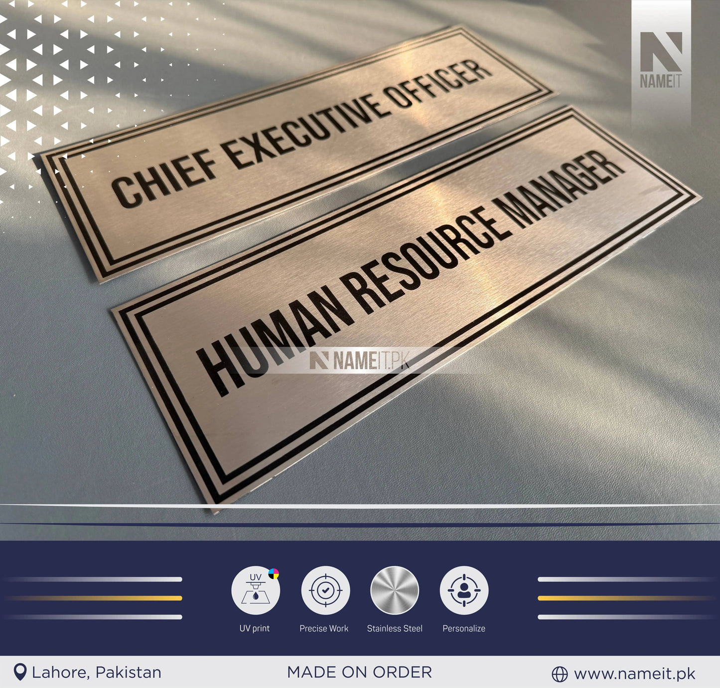 Custom Printed Wall Name Plate, Office Sign, Personalised Door Sign, Plaque, Name, Home, Peel & Stick Adhesive. NAMEIT PAKISTAN