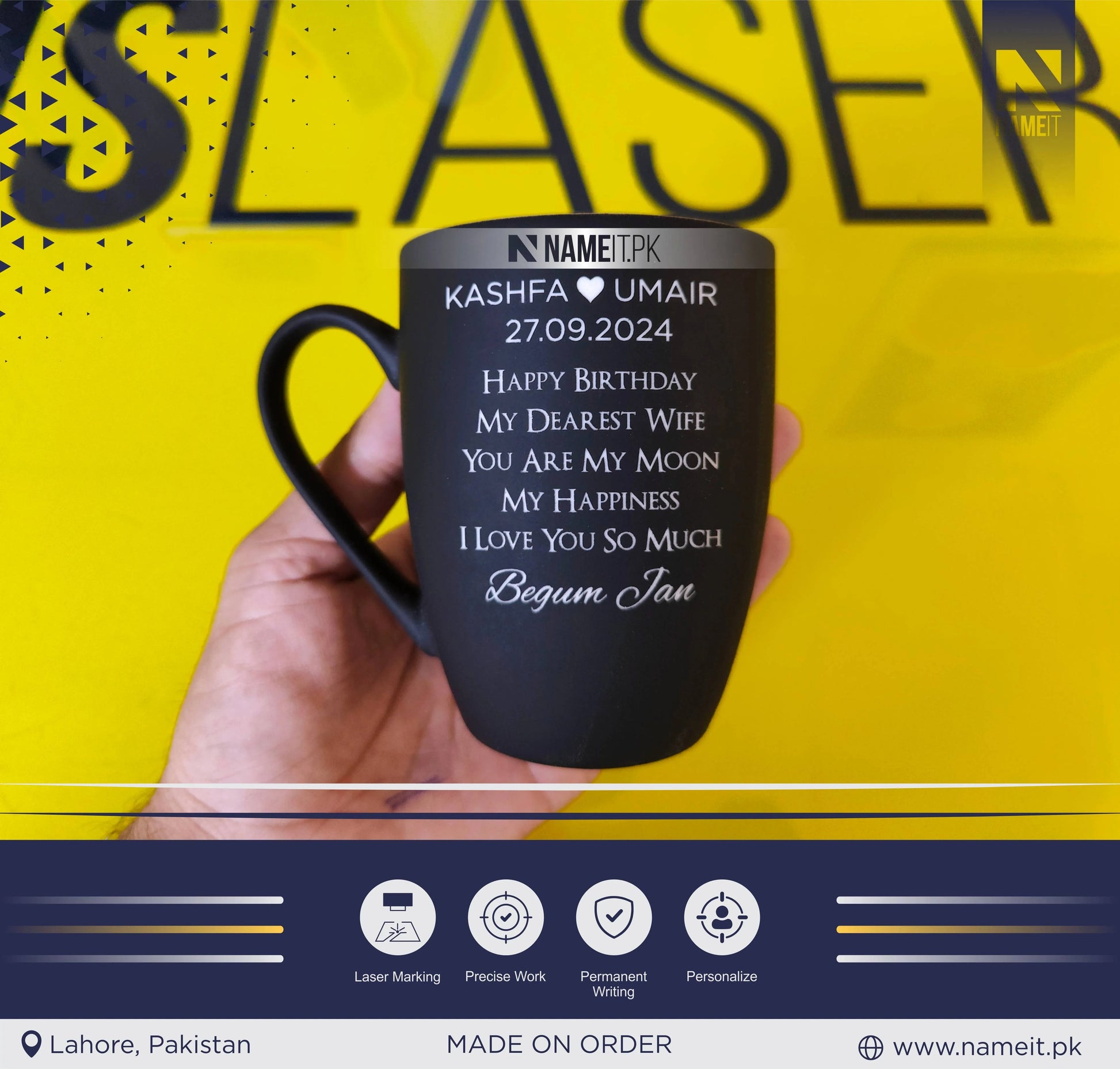 Mug, Custom Mug, Velvet Mug, Name & Quote, Coffee Mug Personalized Gift, Personalized Company Mug Engraved Mug, Employee Appreciation Gifts NAMEIT PAKISTAN