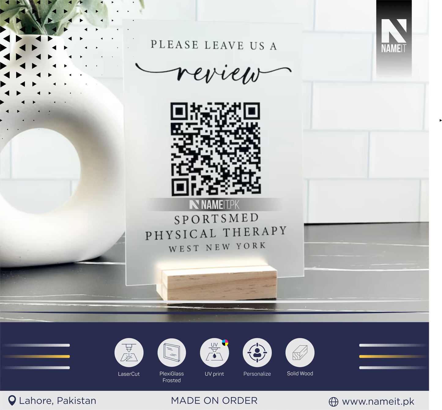 QR Code Acrylic Business Sign, Google Review Display | Table QR code Business Social Media Sign | Payment Sign | Custom Logo Sign | Payment Method and Social Media Sign