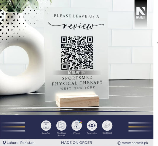 QR Code Acrylic Business Sign, Google Review Display | Table QR code Business Social Media Sign | Payment Sign | Custom Logo Sign | Payment Method and Social Media Sign