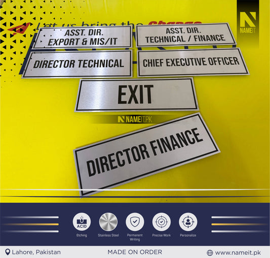 Personalized Name Plate Stainless Steel, indoor & outdoor, Office name Plate, House Name Plate