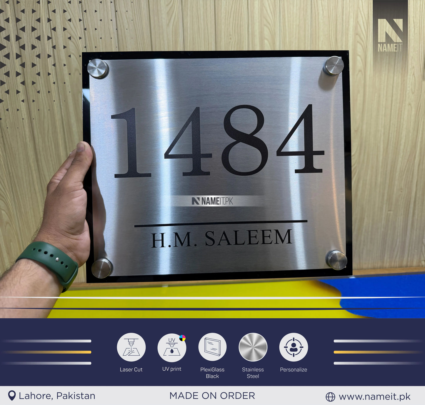 Name Plate Steel & Acrylic Uv Printed House Signage, indoor & outdoor, Office name Plate, House Name Plaque