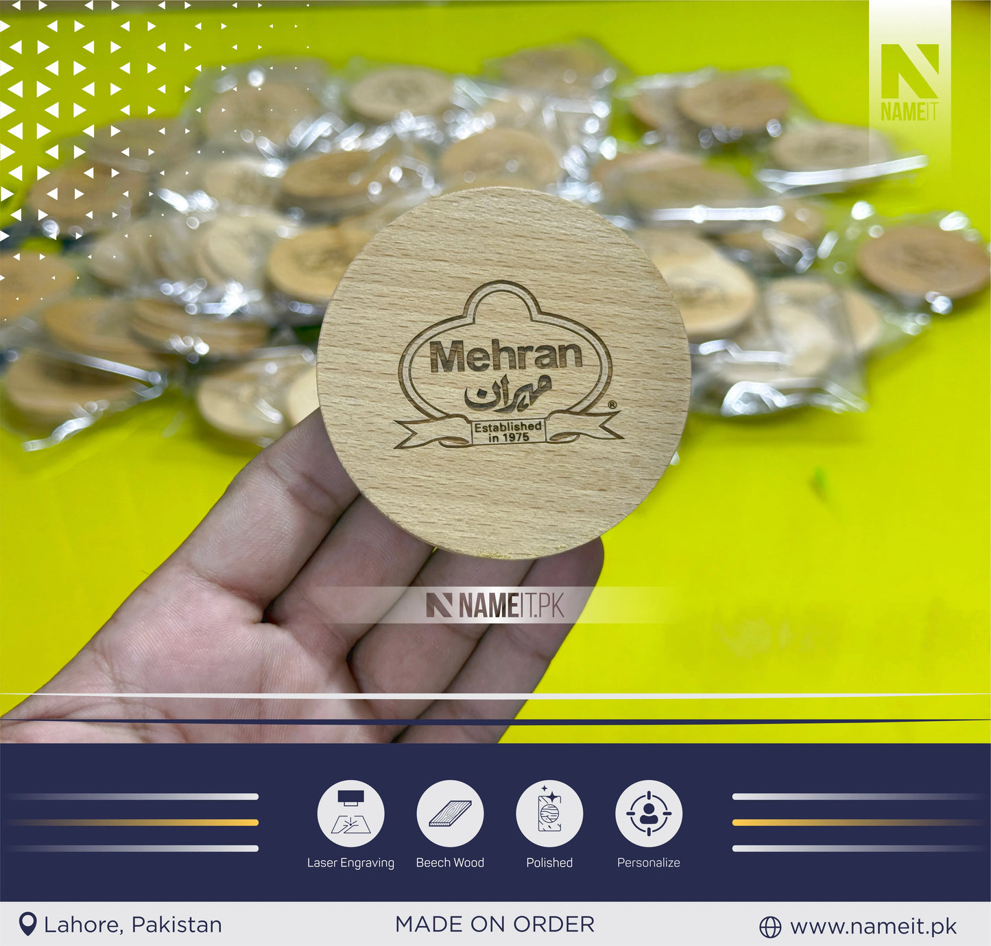 Wooden Tea Coasters With Custom Name,Initial,Logo, Personalized Coaster, Engraved Coffee Cup Plate, Afternoon Tea Heat Insulation Mat, Event Gift, Tea Lover Gift