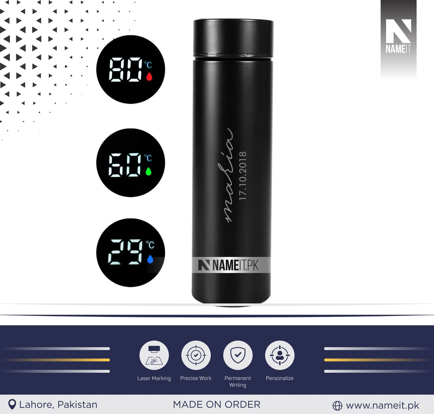 Water Bottles, Travel Bottle, Gym Bottle, 500ml Stainless Steel Intelligent Temperature Display Water Bottle with Thermometer