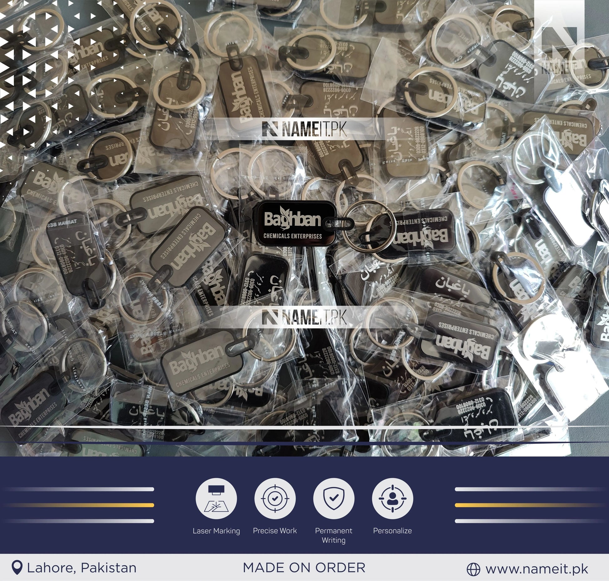 Personalized Premium Metal Keychain, Business Logo, Name, Custom Marketing Business Merchandise, NAMEIT PAKISTAN