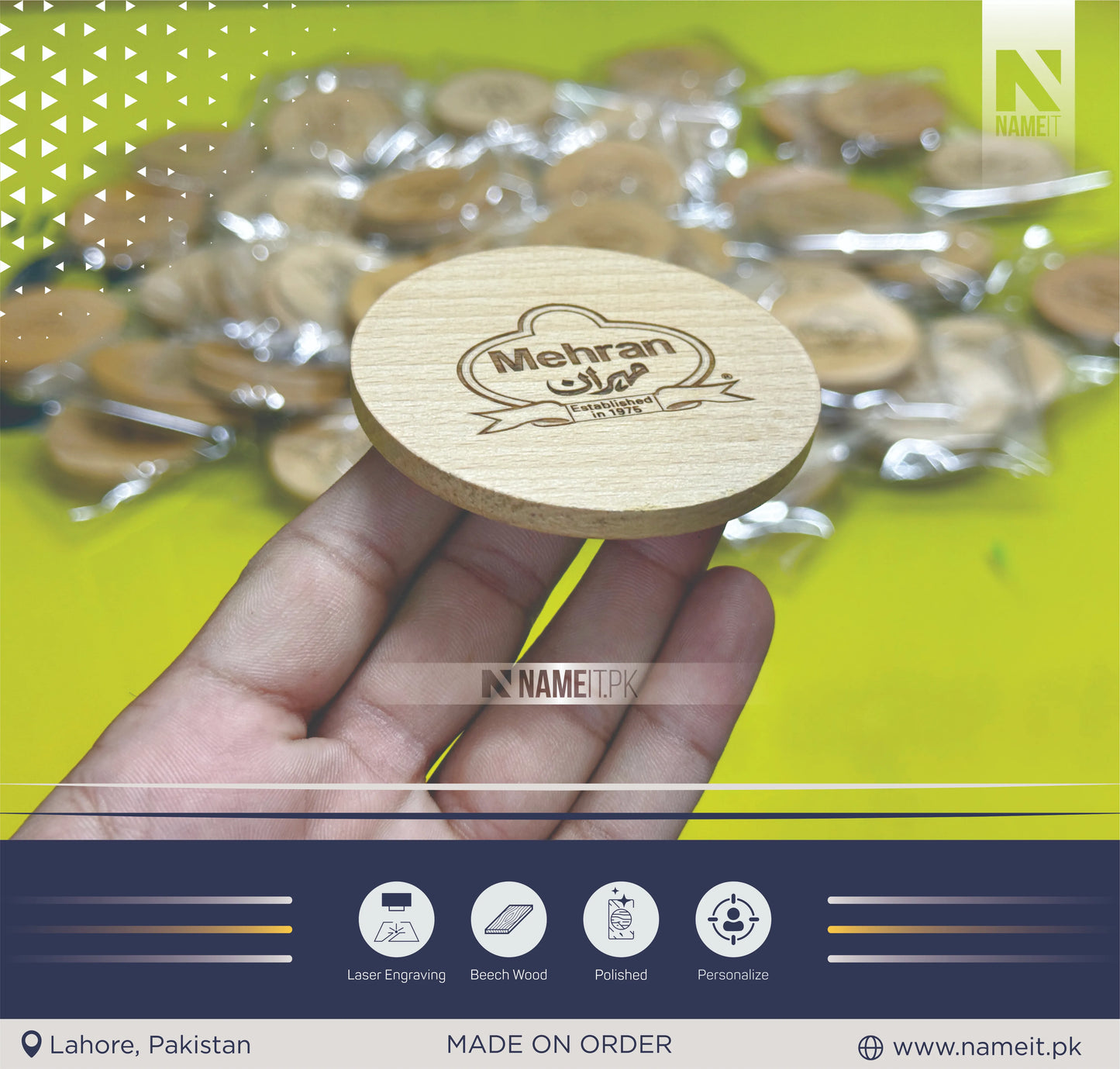 Wooden Tea Coasters With Custom Name,Initial,Logo, Personalized Coaster, Engraved Coffee Cup Plate, Afternoon Tea Heat Insulation Mat, Event Gift, Tea Lover Gift