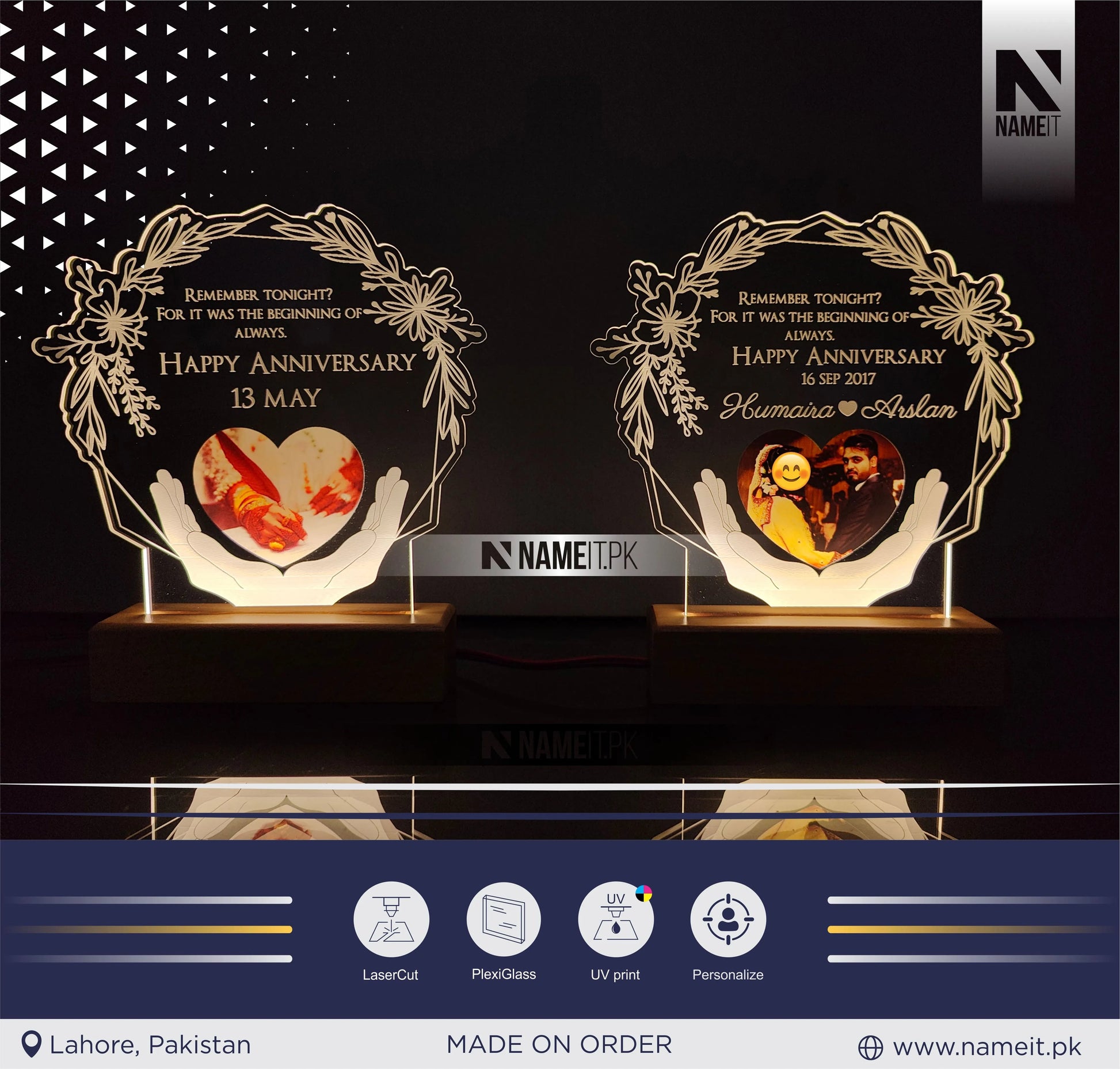 Personalized Lamp Led - Anniversary Gift for Couple - Gift for Him - Acrylic Night Lamp - Gift for Her NAMEIT PAKISTAN