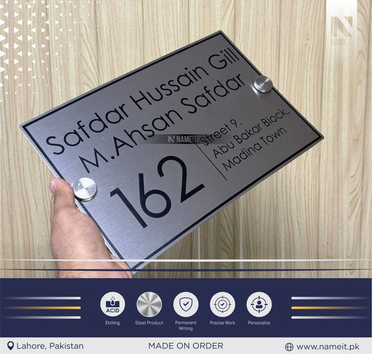 Personalized Name Plate Stainless Steel, indoor & outdoor, Office name Plate, House Name Plate