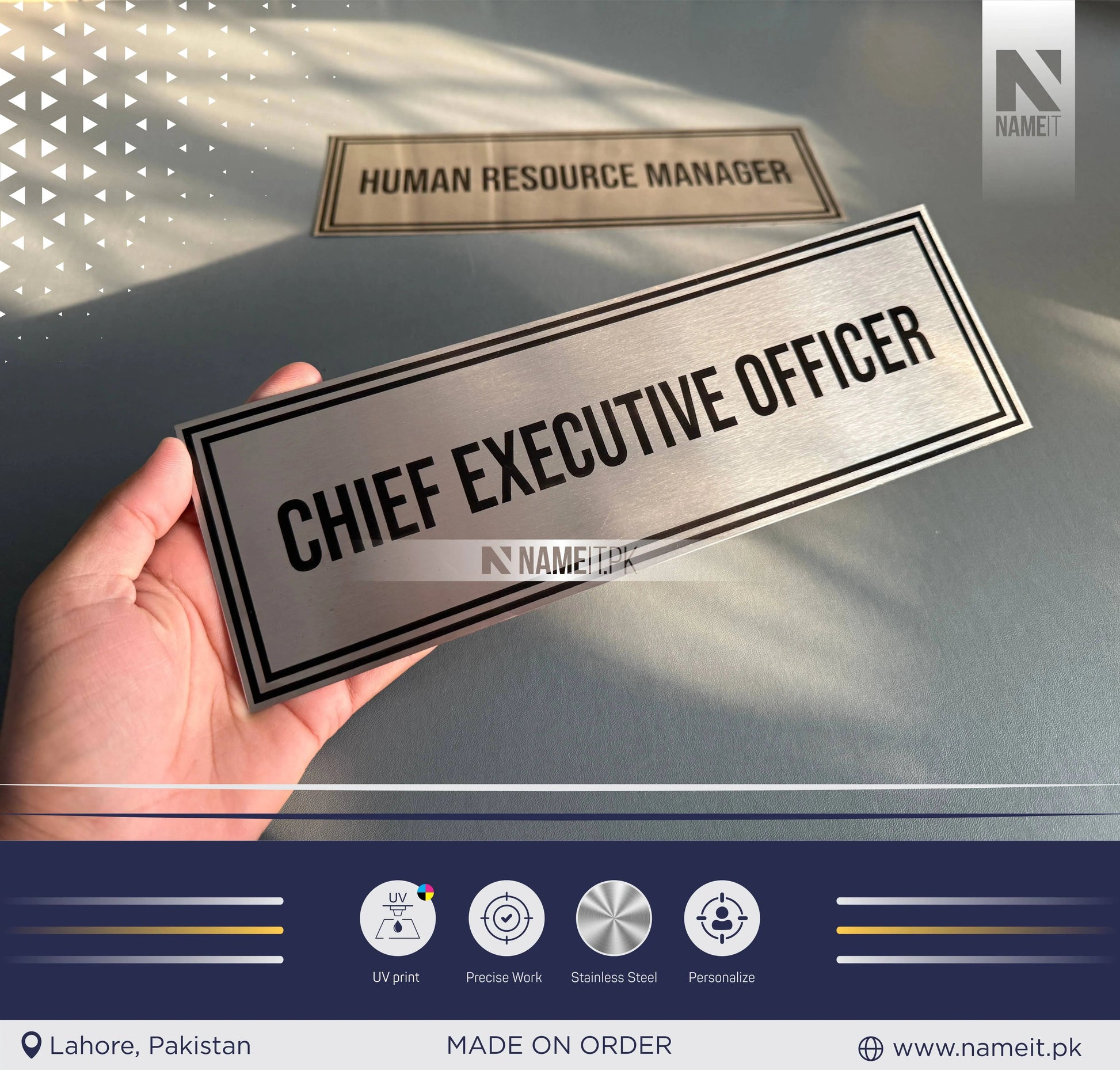Custom Printed Wall Name Plate, Office Sign, Personalised Door Sign, Plaque, Name, Home, Peel & Stick Adhesive. NAMEIT PAKISTAN