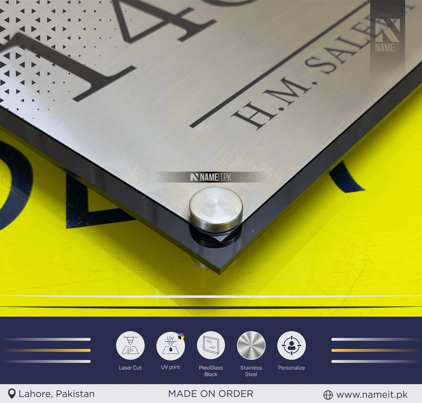 Name Plate Steel & Acrylic Uv Printed House Signage, indoor & outdoor, Office name Plate, House Name Plaque