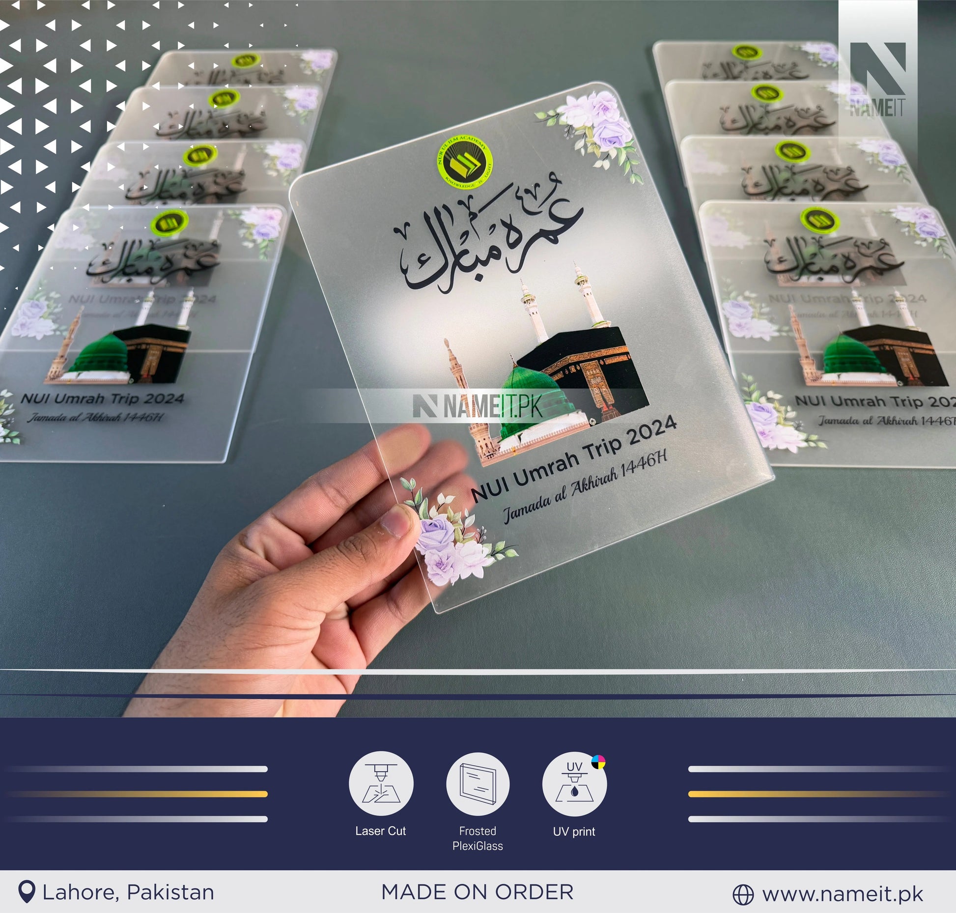 Custom Umrah Mubarak Plaque, Personalized Islamic Room Decoration, Hajj Mubarak, Umrah Kaaba, Ramadan Mubarak, Eid Mubarak Gift NAMEIT PAKISTAN