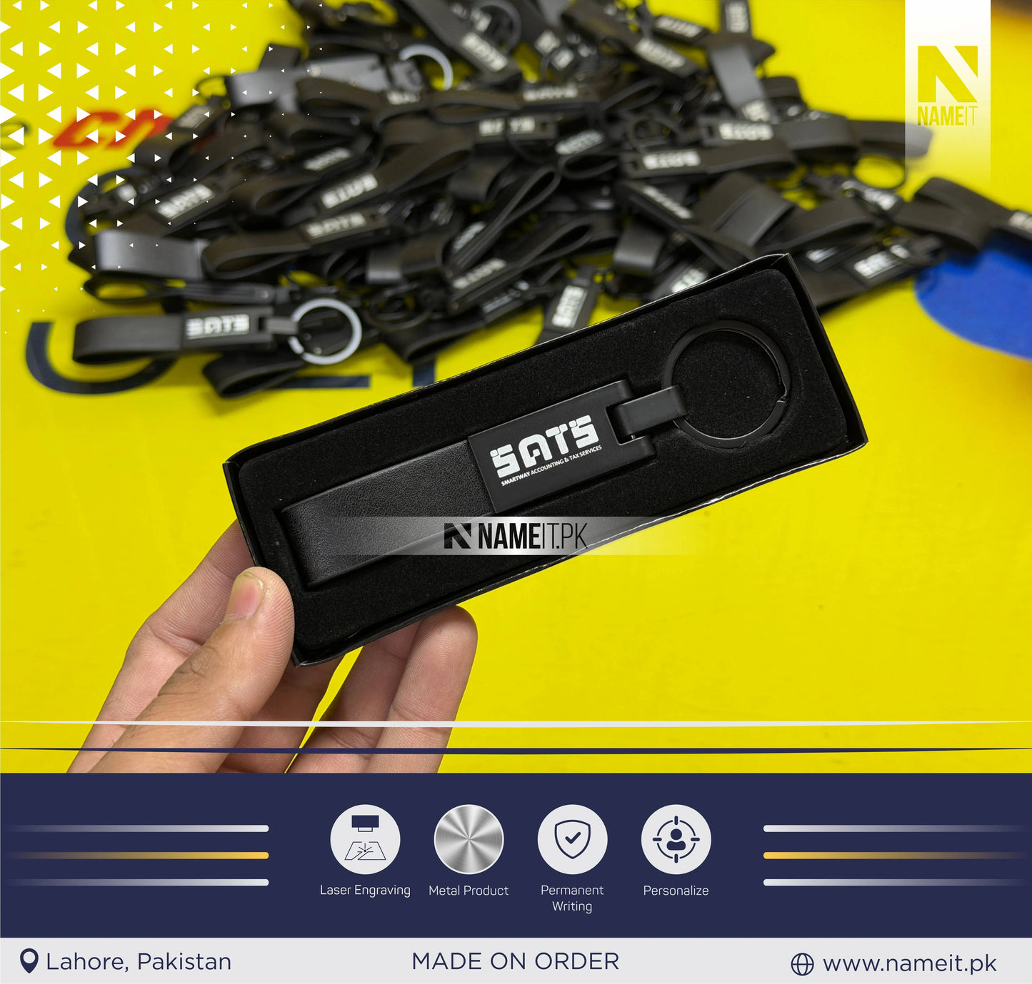 Keyring, Personalized Premium Leather & Metal Keychain, Business Logo, Name, Custom Marketing Business Merchandise,