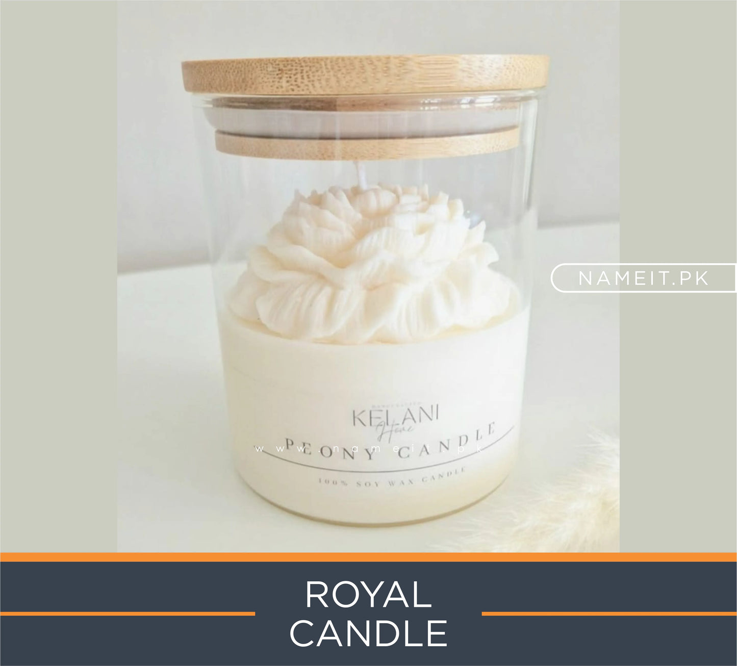 Candle , Soy Wax Scented Candles with Awesome Flowers, With Wooden Lid