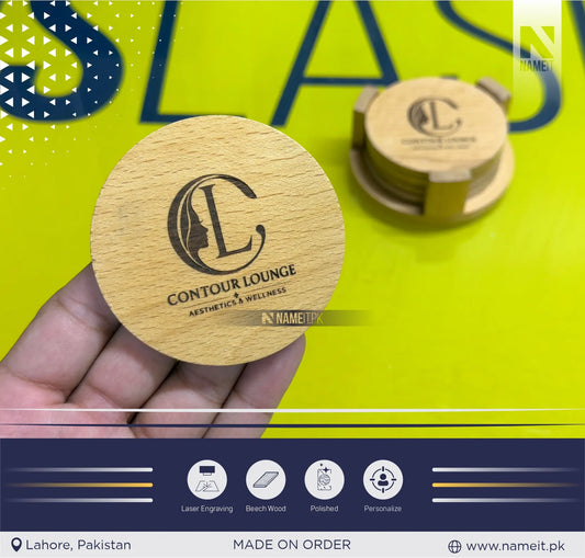 Wooden Tea Coasters With Custom Name,Initial,Logo, Personalized Coaster, Engraved Coffee Cup Plate, Afternoon Tea Heat Insulation Mat, Event Gift, Tea Lover Gift