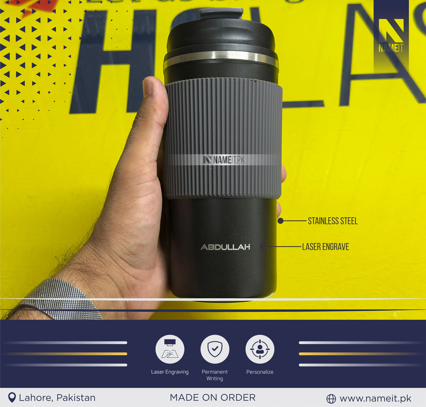 Coffee Tumbler, Personalized Laser Engraved Stainless Steel Travel Mug – Premium Insulated Coffee Tumbler with Custom Name