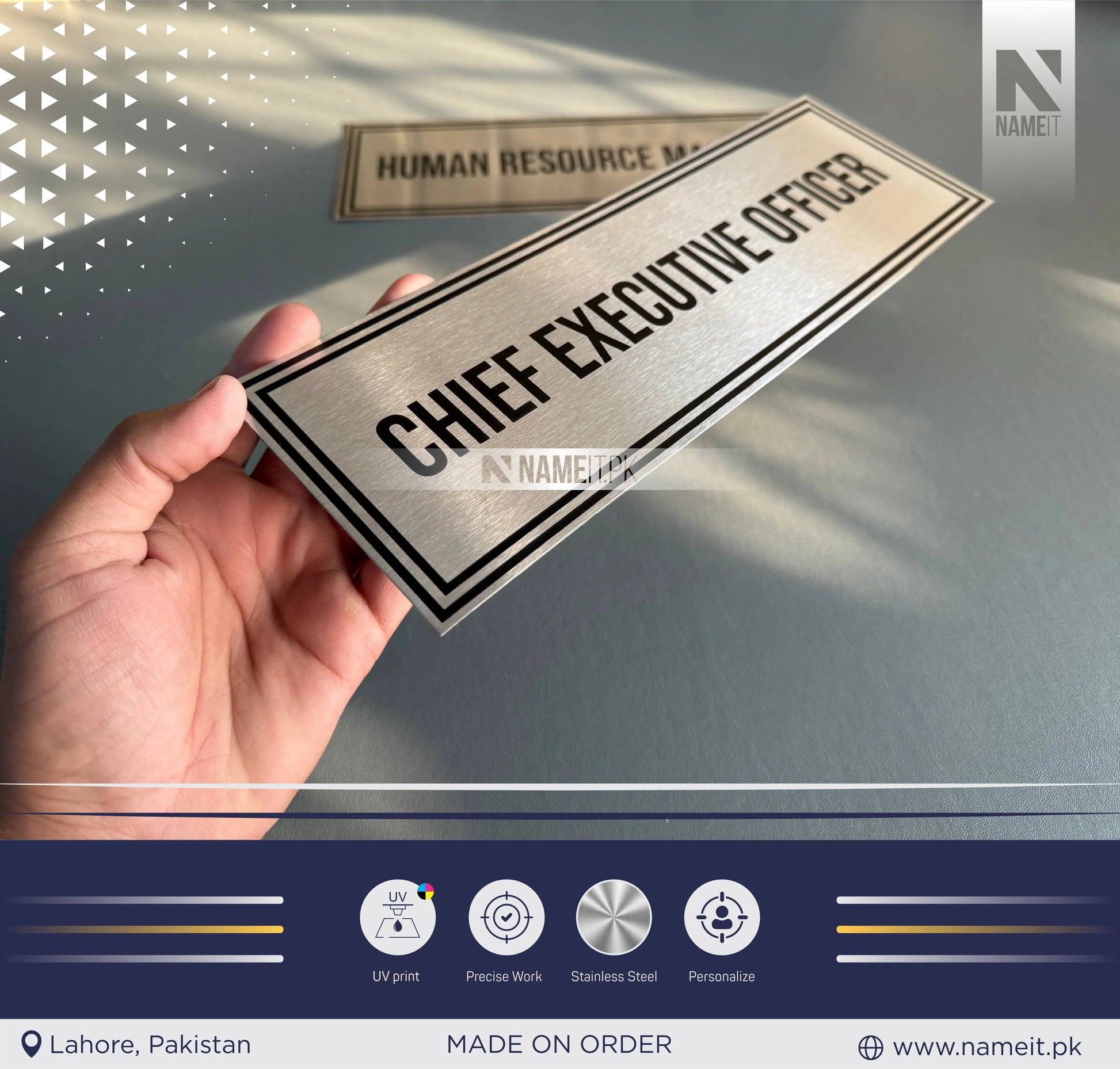 Custom Printed Wall Name Plate, Office Sign, Personalised Door Sign, Plaque, Name, Home, Peel & Stick Adhesive. NAMEIT PAKISTAN