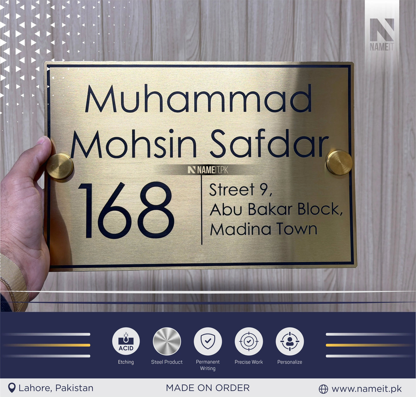 Personalized Name Plate Stainless Steel, indoor & outdoor, Office name Plate, House Name Plate