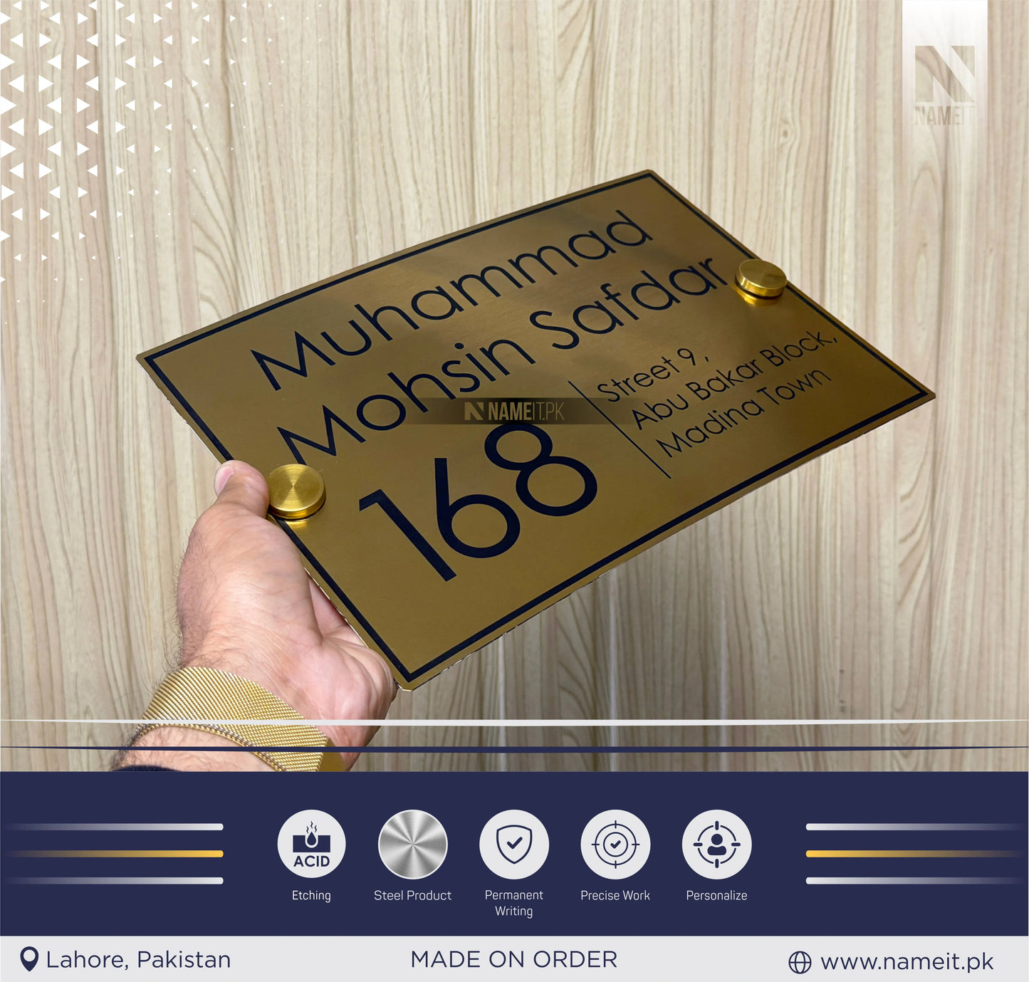 Personalized Name Plate Stainless Steel, indoor & outdoor, Office name Plate, House Name Plate