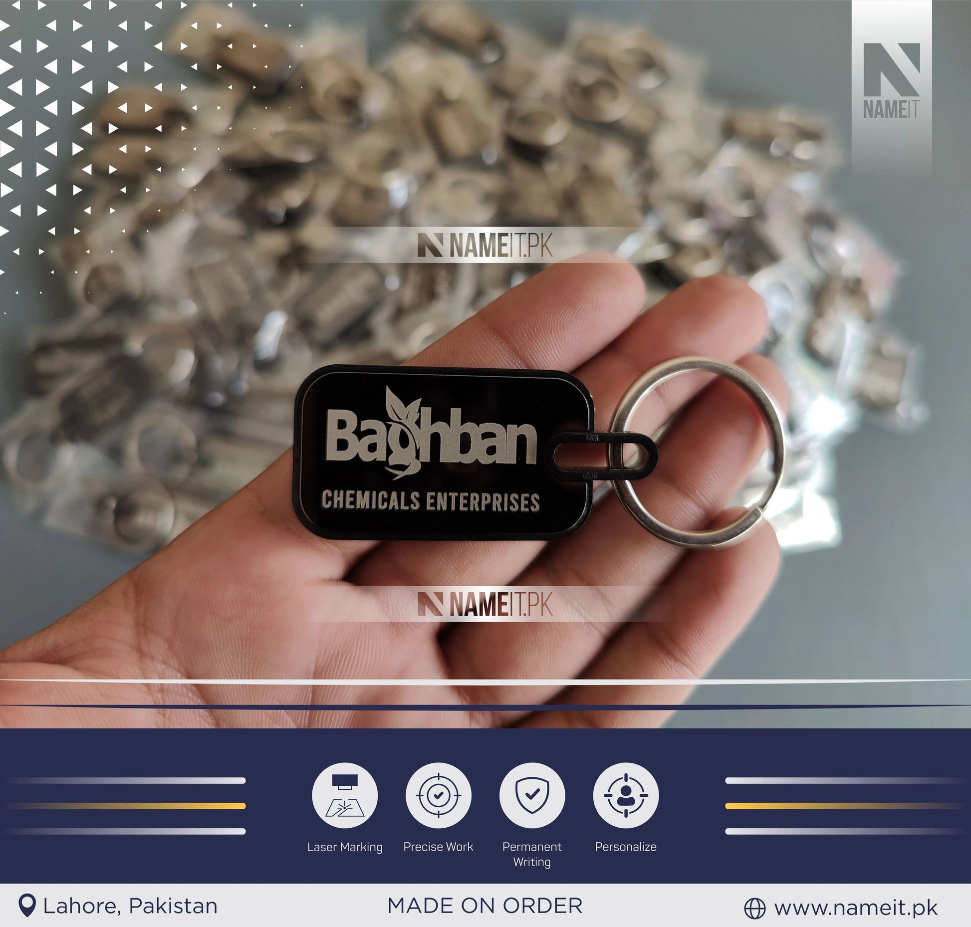 Personalized Premium Metal Keychain, Business Logo, Name, Custom Marketing Business Merchandise, NAMEIT PAKISTAN