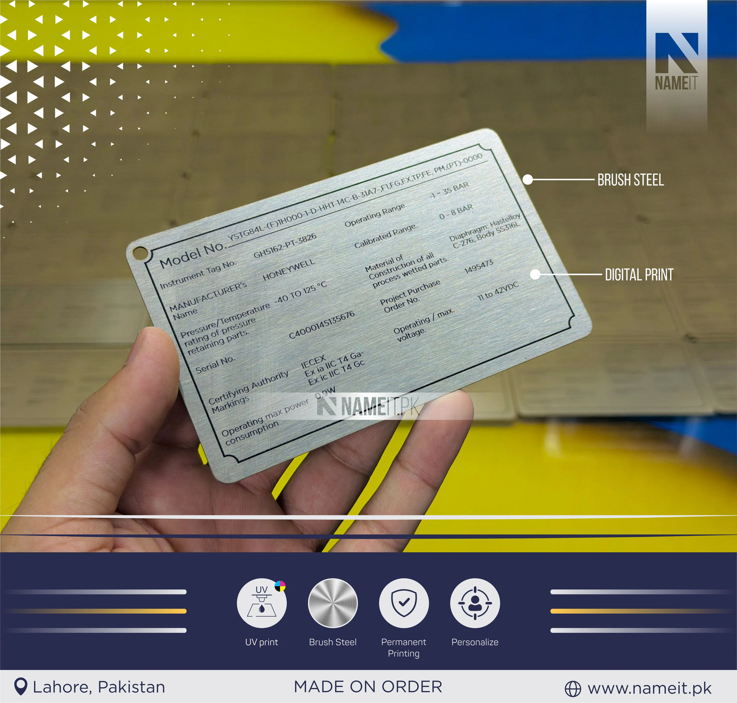 Label Tag, Custom UV Printed Steel Plates, Machine Metal Plate, Custom Machine Labels, Instruction Tags, Printed Tag