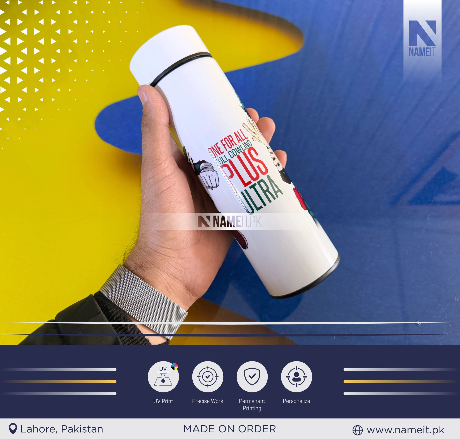 Demon Slayer Water Bottle, Temperature Display Thermos with Name and Date, Temperature Water Bottle , Round Printed Water Bottle NAMEIT PAKISTAN