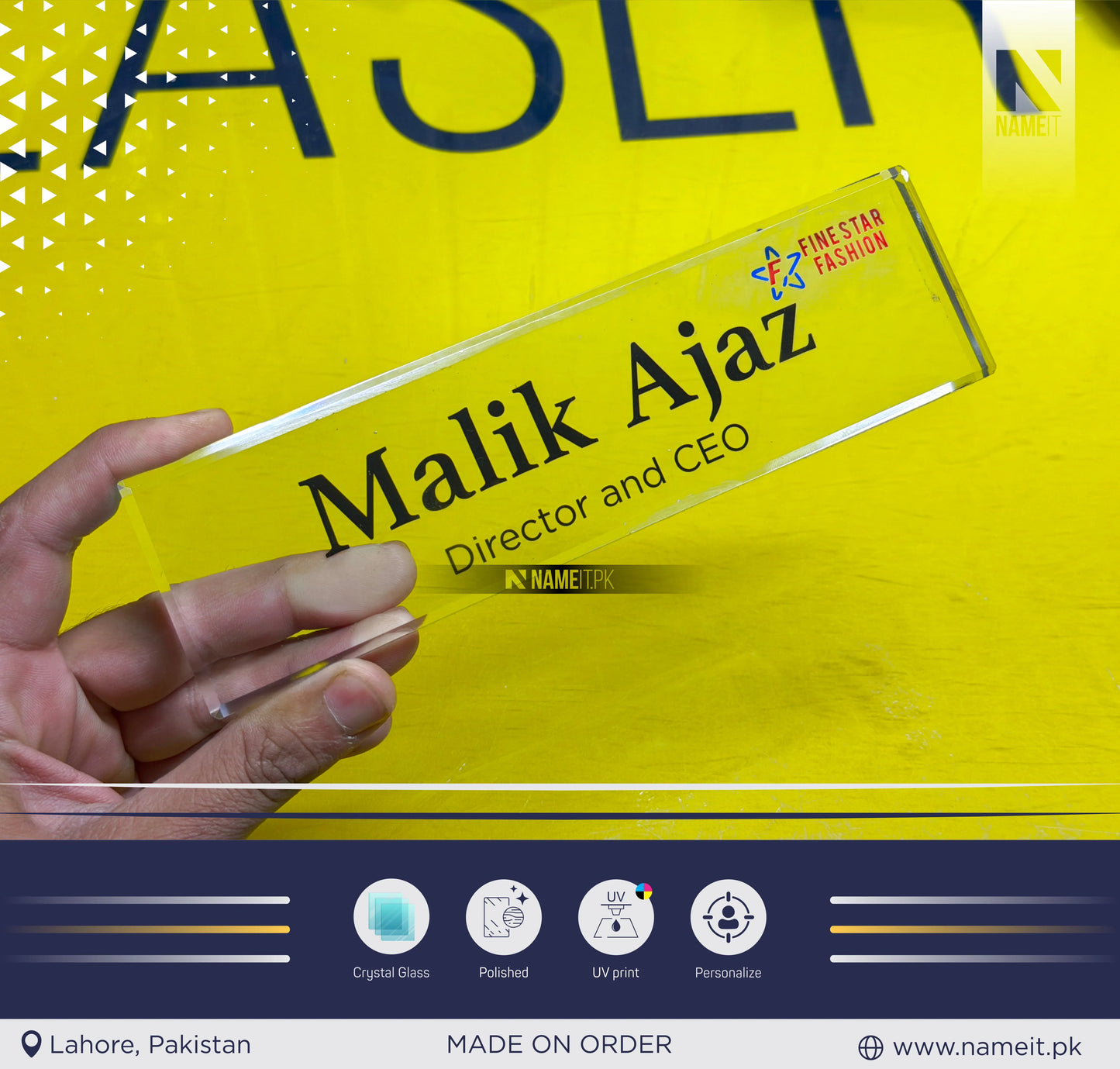 Table Name Plate, Custom Crystal Glass Name Plate for Desk, Teacher Desk Name Plate Cute Office Decorations for Women Personalized Name Plate Appreciation Gifts for Coworkers Teachers