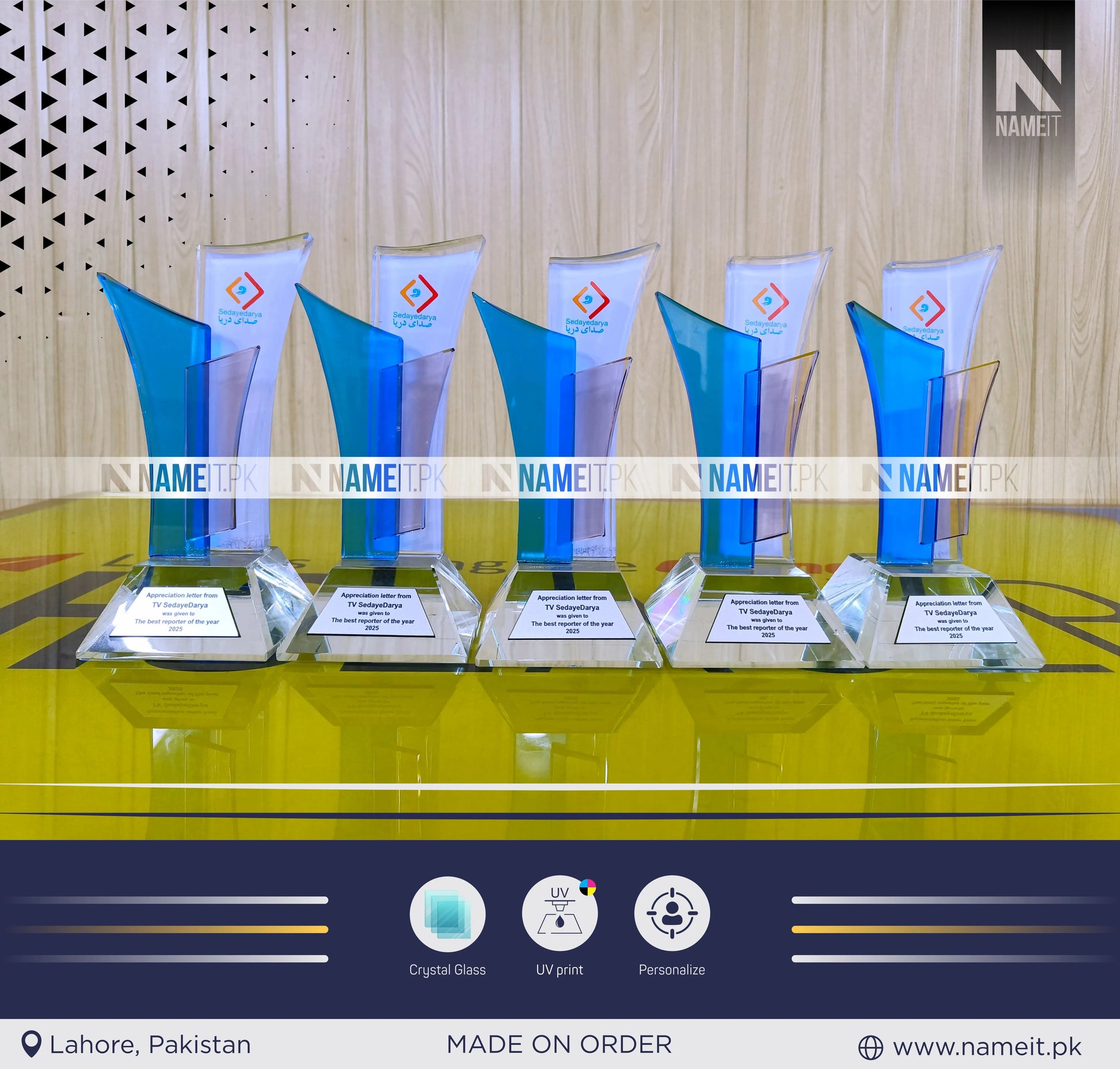 Personalized Crystal Award, Custom Printed Trophy, Corporate Trophy Award, Graduation, Retirement Appreciation Gift, Teacher Award NAMEIT PAKISTAN