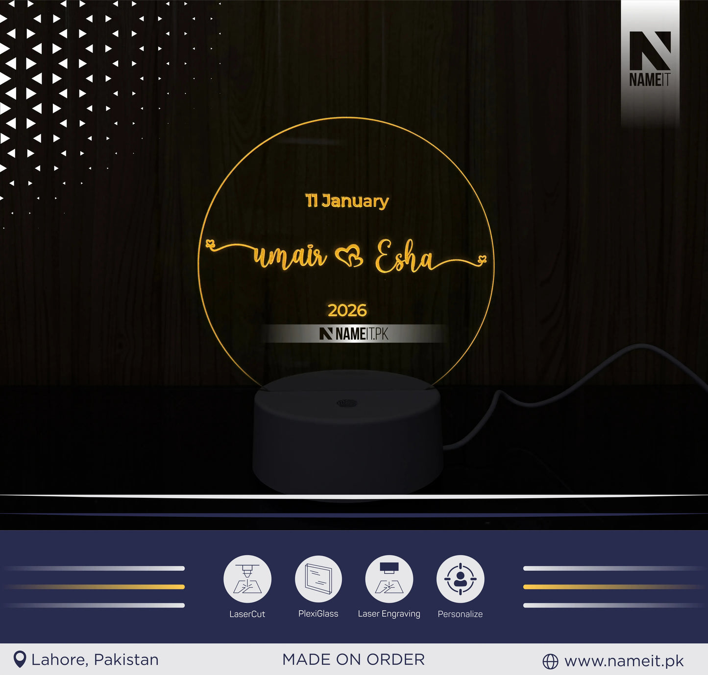 Custom 3D LED Night Light with Two Names Lovers, Wedding Desk Lamp, Anniversary Gift, Birthday Gifts, Bedroom Lamp, Sleep light, SURPRISE