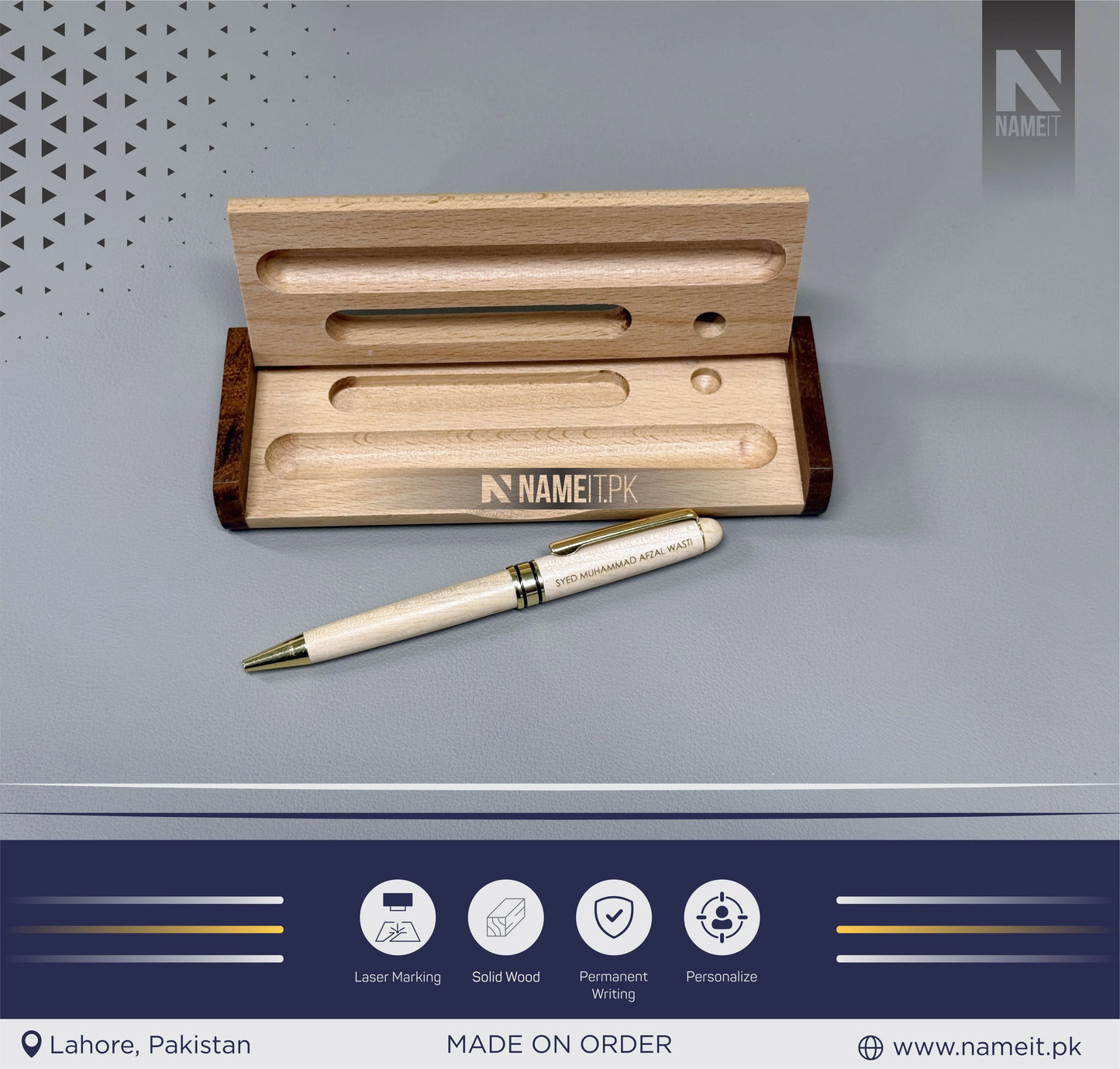 Wooden Pen Case With Pen,Wood Pen Box,Pen Stand,Fold Up Pen Display Holder,Desk Pen Holder,Graduation Gifts,Business Gifts,Back to school Gift