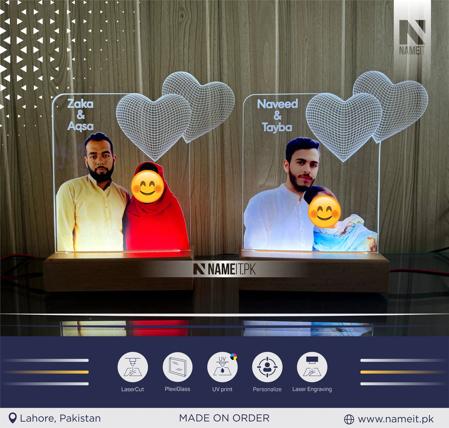 Personalized Lamp Led - Anniversary Gift for Couple - Gift for Him - Acrylic Night Lamp - Gift for Her