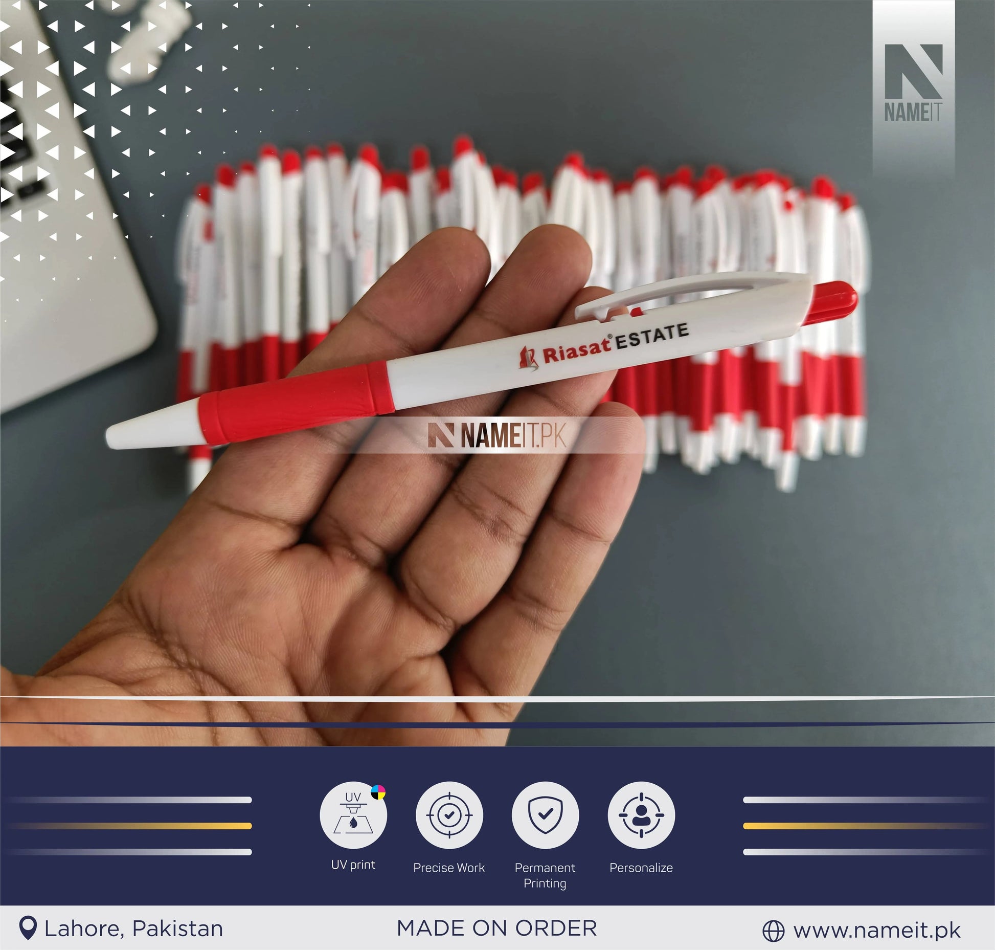 Digital Printed Ballpen with Soft Rubber Grip | Advertising Pens, Great Promotional Tool NAMEIT PAKISTAN