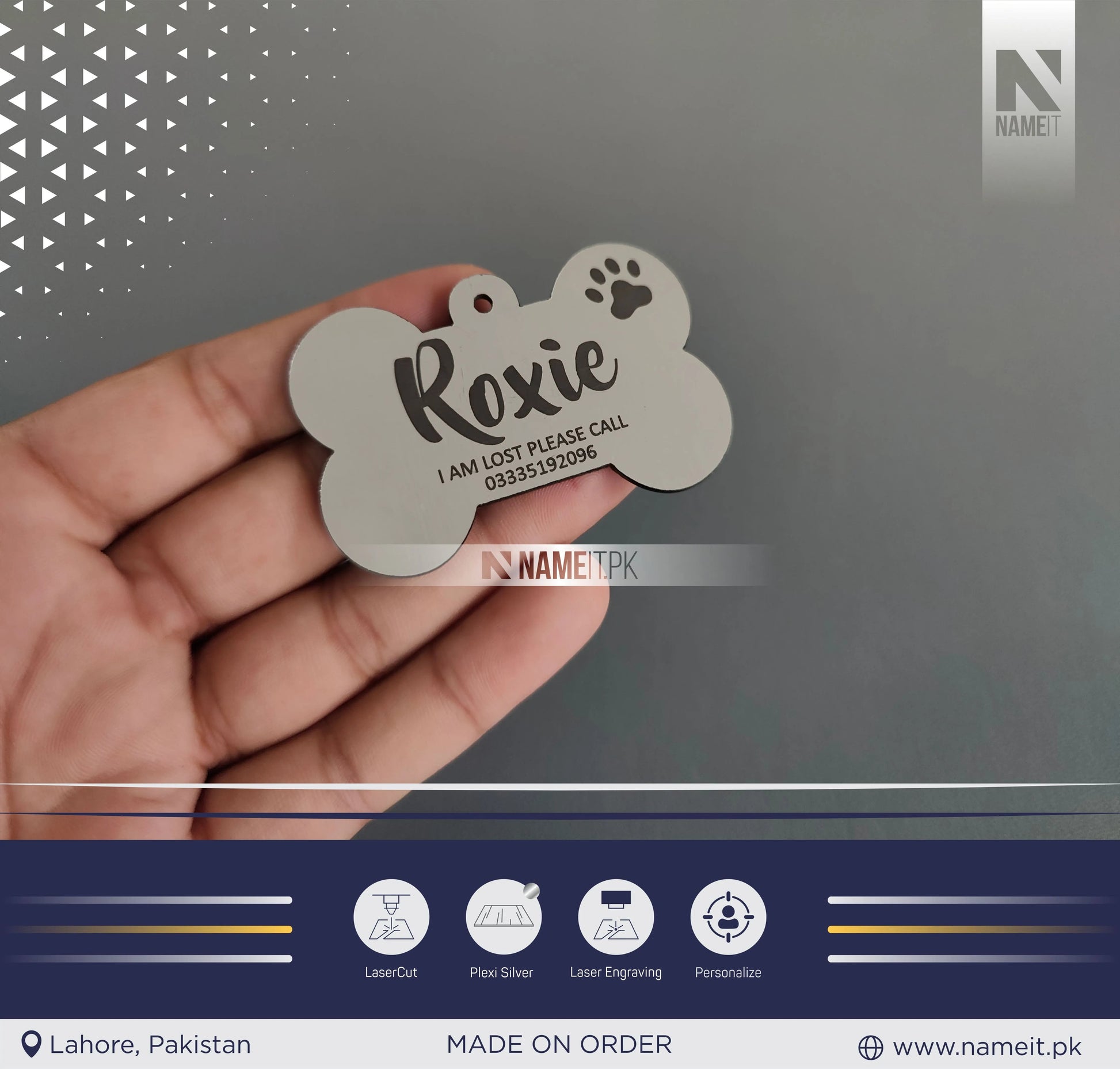 Pets Tag Personalized, Bone Shape Tag, Pet Tags for Collars, Engraved Tag, Name Tag, Customized Pet Tag, Kitty Tag NAMEIT PAKISTAN