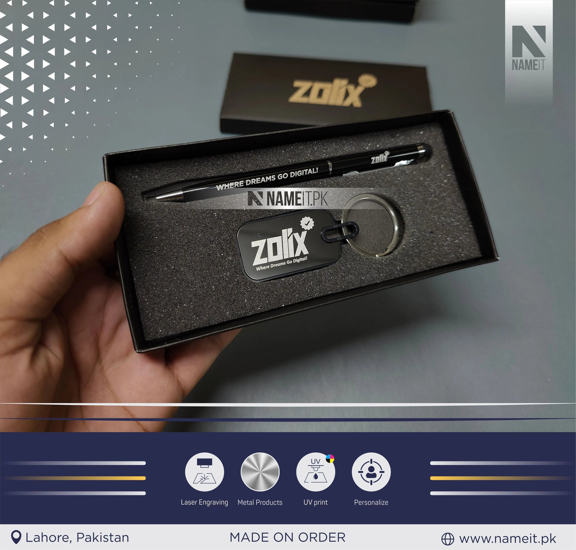 Corporate Gift Set, Customized Premium Metal Pen & Metal Keyring NAMEIT PAKISTAN