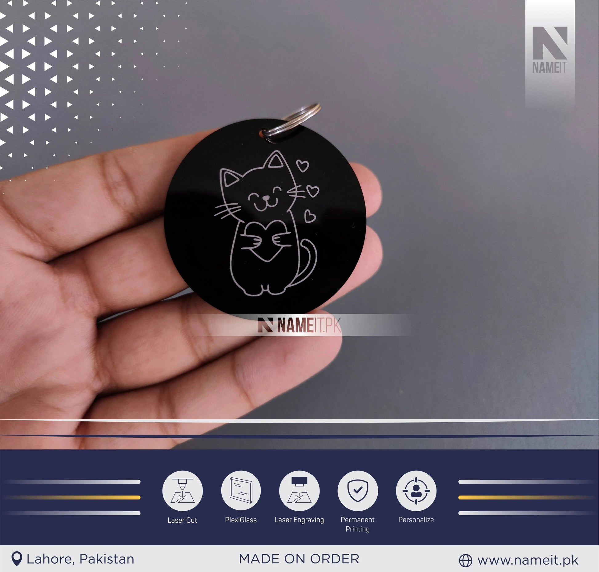 Personalised Acrylic Pet ID Tag, Circle Engraved Pet Tag, Custom Pet Tag - 2 colour choices available NAMEIT PAKISTAN
