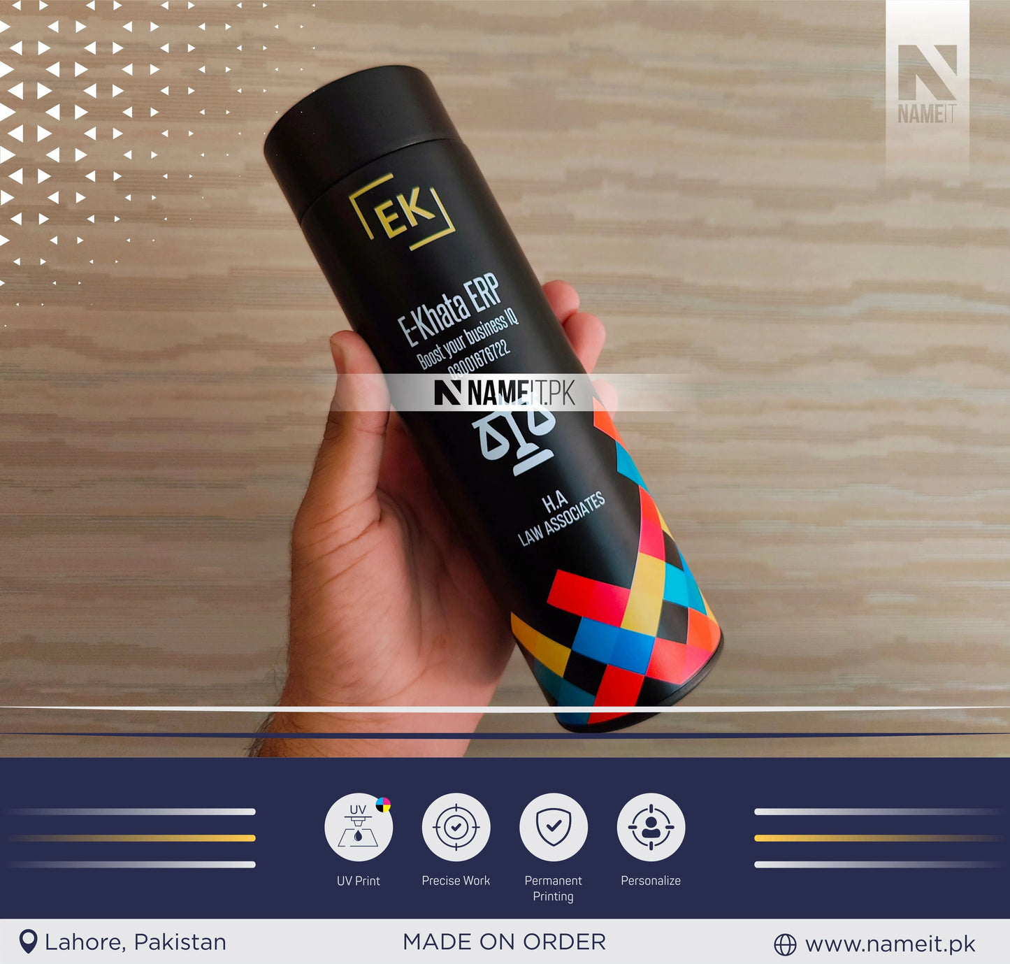 Personalized Digital Temperature Display Thermos with Name and Date, Temperature Water Bottle , Round Printed Water Bottle NAMEIT PAKISTAN