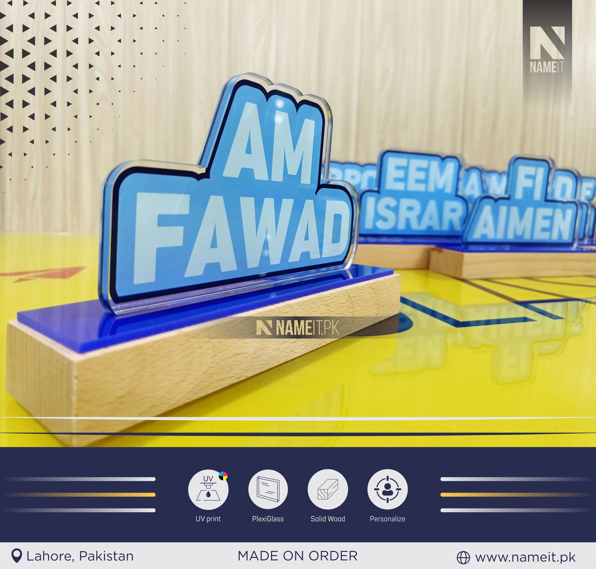 Personalized Acrylic Nameplate for Office Desk, Office Desk Nameplate, Office Gift for Coworkers, New Job Gift, Desk Plaque, Graduation Gift NAMEIT PAKISTAN