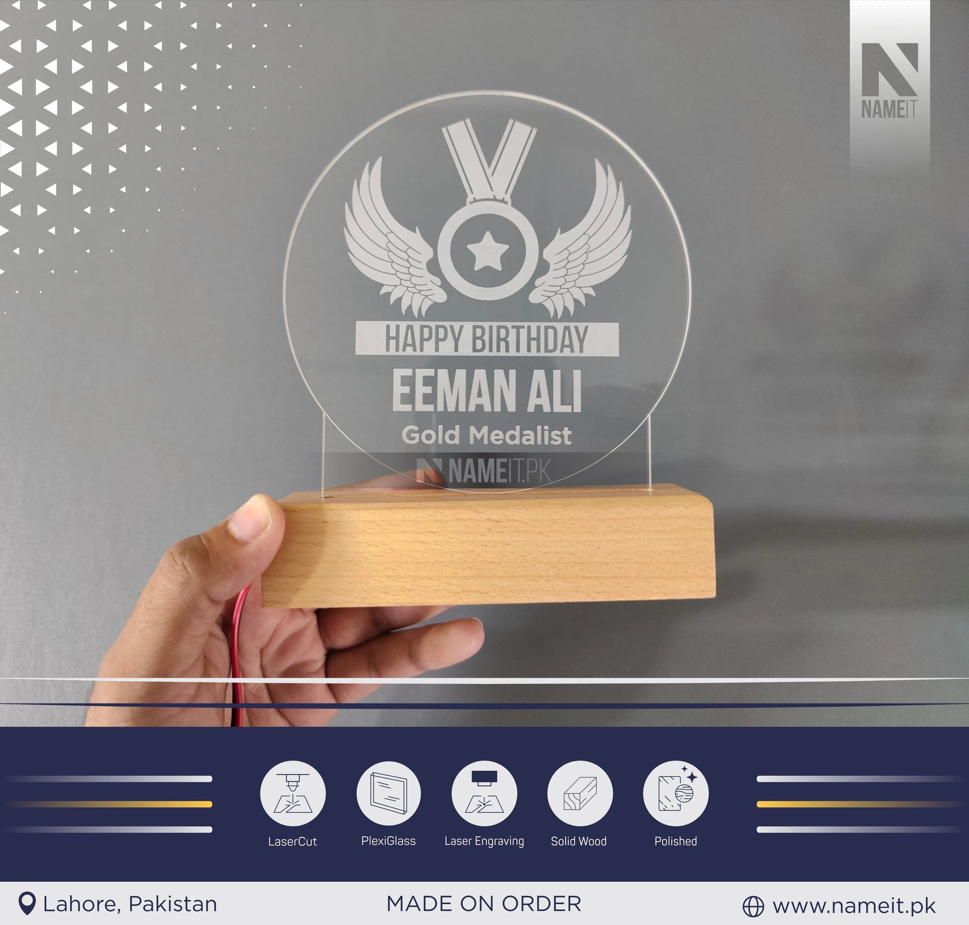 Personalized Lamp Led - Award Led Lamp - Acrylic Night Lamp - Gift for Appreciation NAMEIT PAKISTAN