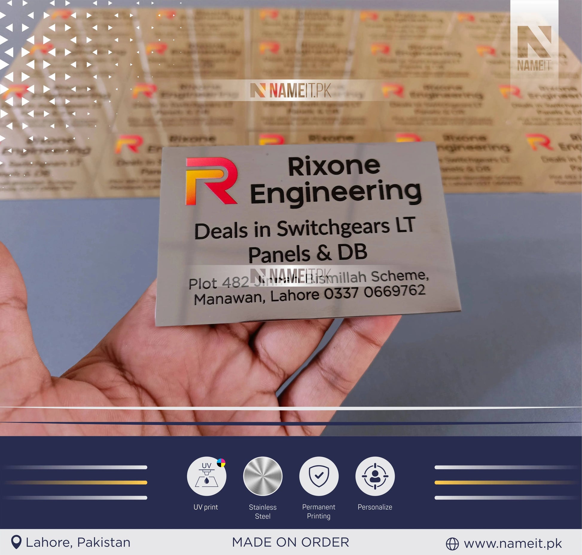 Custom Products Tags, Custom UV Printed Steel Plates, Machine Metal Plate, Custom Machine Labels, Instruction Tags, Printed Tag NAMEIT PAKISTAN